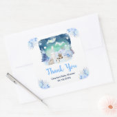 Northern Lights Animals Baby Shower Thank You スクエアシール (封筒)