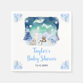 Northern Lights Arctic Animals Baby Shower スタンダードカクテルナプキン