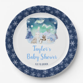 Northern Lights Arctic Animals Baby Shower ペーパープレート