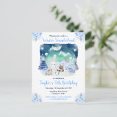 Northern Lights Arctic Animals Birthday ポストカード (スタンド正面)