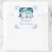Northern Lights Arctic Animals Kids Bookplate スクエアシール (バッグ)