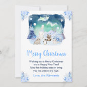 Northern Lights Arctic Animals Merry Christmas シーズンカード (正面)