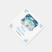 Northern Lights Arctic Animals Merry Christmas スタンダードカクテルナプキン (角)