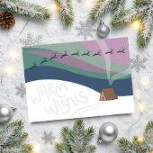 Northern Lights at the A-Frame Folded Holiday Card カード