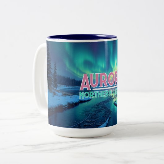 Northern Lights Aurora Borealis ツートーンマグカップ (正面左)