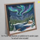 Northern Lights Canada Paper Collage Diorama ポスター
