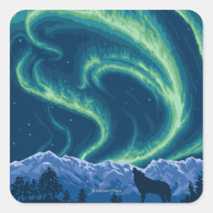 Northern Lights - Denaliの国立公園、アラスカ スクエアシール