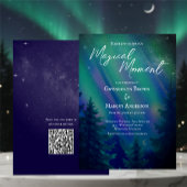 Northern Lights Forest  QR Code Wedding 招待状