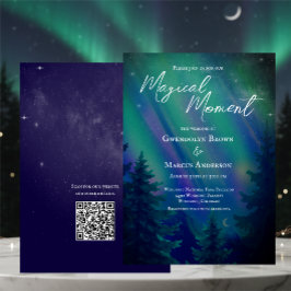 Northern Lights Forest  QR Code Wedding 招待状