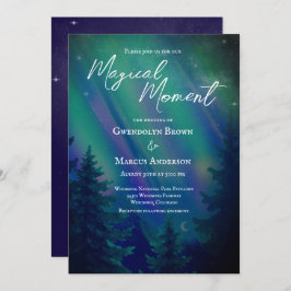 Northern Lights Forest  QR Code Wedding 招待状
