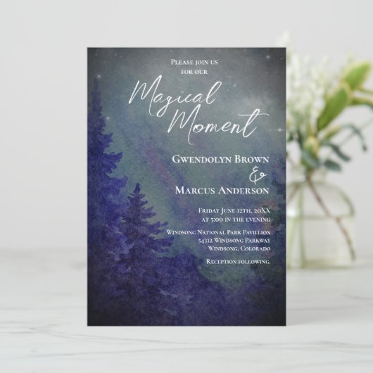 Northern Lights Forrest Magical Moment Wedding 招待状 (スタンド正面)
