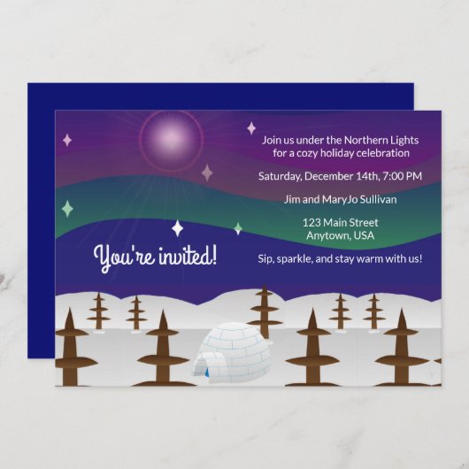 Northern Lights Igloo  招待状 (正面/裏面)