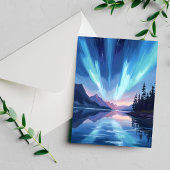Northern Lights Lake Reflection Night Sky ポストカード