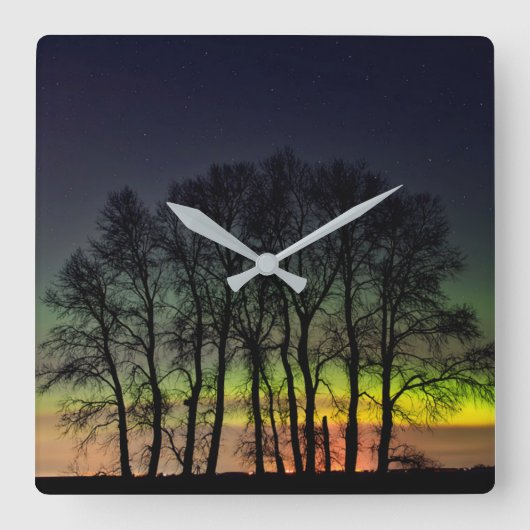 Northern Lights | Manitoba Canada Grande Pointe スクエア壁時計 (正面)