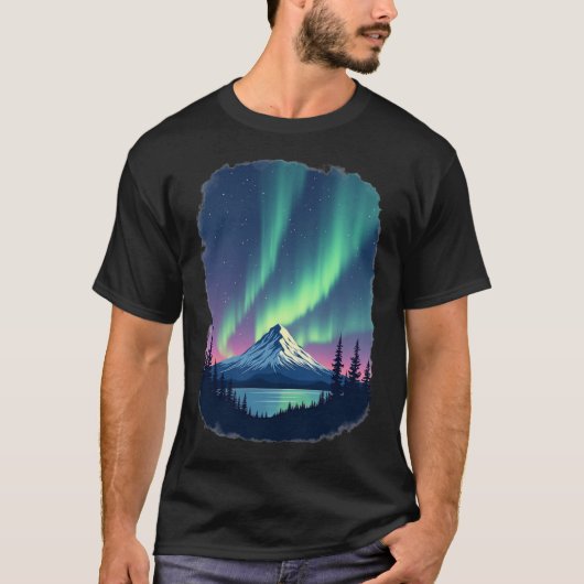 Northern Lights Mountain Aurora Borealis Tシャツ (正面)
