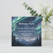 Northern Lights Mountain Forest Birthday 招待状 (スタンド正面)