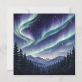 Northern Lights Mountain Forest Birthday 招待状 (裏面)