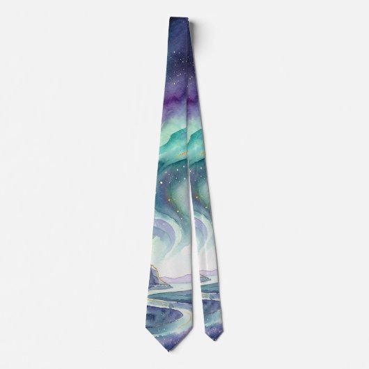 Northern Lights Night Sky Romantic Landscape ネクタイ (正面)