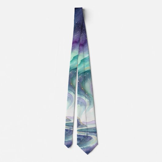 Northern Lights Night Sky Romantic Landscape ネクタイ (裏面)