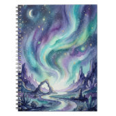 Northern Lights Night Sky Romantic Landscape ノートブック (正面)