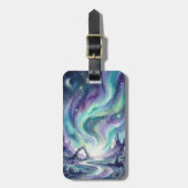 Northern Lights Night Sky Romantic Landscape ラゲッジタグ (正面縦)