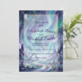 Northern Lights Night Sky Romantic Landscape 招待状 (スタンド正面)