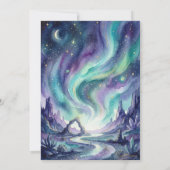 Northern Lights Night Sky Romantic Landscape 招待状 (裏面)