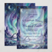 Northern Lights Night Sky Romantic Landscape 招待状 (正面/裏面)