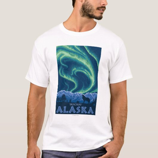 Northern Lights - Skagway、アラスカ Tシャツ (正面)