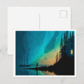 Northern Lights, sloop by the sea, interior light ポストカード (正面/裏面)