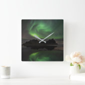 Northern Lights | Vestrahorn Beach Hofn, Iceland スクエア壁時計 (ホーム)
