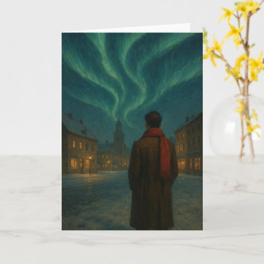 Northern Lights Viewing Christmas カード (黄色い花)