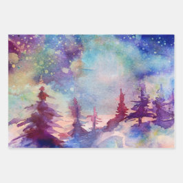 Northern Lights Watercolor ラッピングペーパーシート