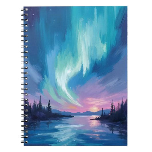 Northern Lights Winter Watercolor ノートブック (正面)