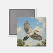 Northern Mockingbird in flight マグネット (正面/裏面)