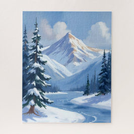 Northern Peaks | Winter Mountain Landscape Painted ジグソーパズル