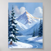 Northern Peaks | Winter Mountain Landscape Painted ポスター (正面)