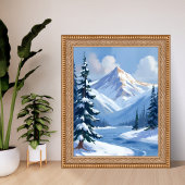 Northern Peaks | Winter Mountain Landscape Painted ポスター