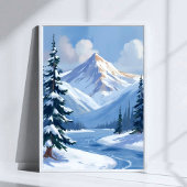Northern Peaks | Winter Mountain Landscape Painted ポスター
