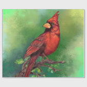 Northern Red Cardinal Bird Wrapping Paper ラッピングペーパー (フラット)