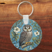 Northern Saw-Whet Owl William Morris Inspired キーホルダー (正面)