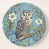 Northern Saw-Whet Owl William Morris Inspired コースター (正面)