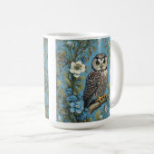 Northern Saw-Whet Owl William Morris Inspired コーヒーマグカップ (正面右)