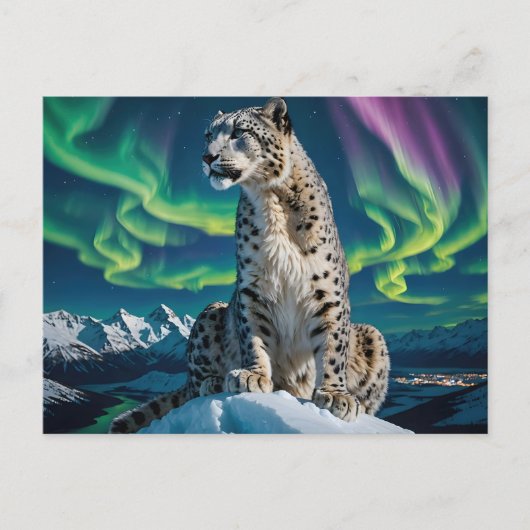 “Northern Sky Wanderer” – Snow Leopard Portrait シーズンポストカード (正面)