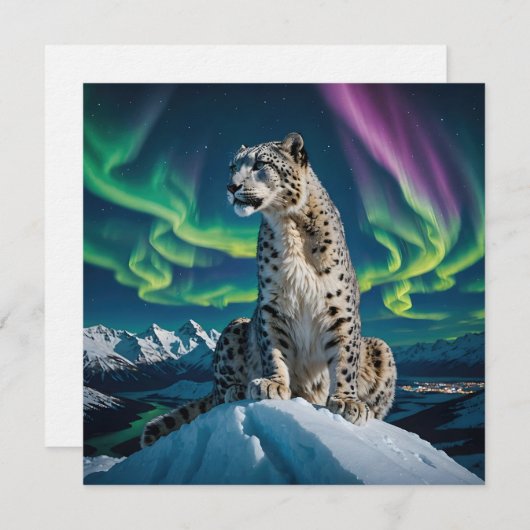 “Northern Sky Wanderer” – Snow Leopard Portrait 招待状 (正面/裏面)