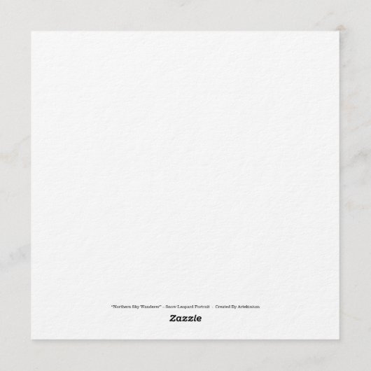 “Northern Sky Wanderer” – Snow Leopard Portrait 招待状 (裏面)