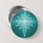 Northern Star Christmas Button、ティール(緑がかった色) 缶バッジ (正面&裏面)
