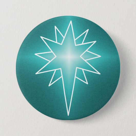 Northern Star Christmas Button、ティール(緑がかった色) 缶バッジ (正面)