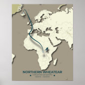Northern Wheatear Migration Map – Minimalist ポスター (正面)