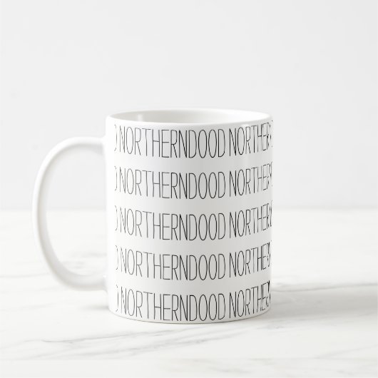 Northerndoodの文字のマグ コーヒーマグカップ (左)
